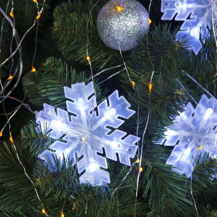 НИТЬ, 2 м, с насад. "Снежинка матовая", 12х12 см, Н.С. LED-36-220V, БЕЛЫЙ