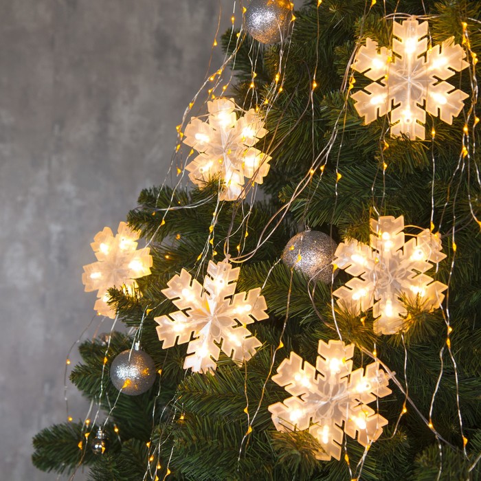 НИТЬ, 2 м, с насад. "Снежинка матовая", 12х12 см, Н.С. LED-36-220V, Т-БЕЛЫЙ