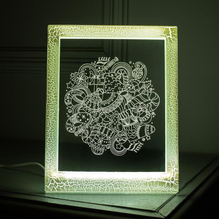 

Светящаяся картина «Новогодние игрушки» 13.5 × 17 см, USB, свечение белое