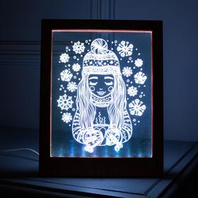 Рамка светящаяся 'Девочка', 13.5х17 см, USB, 5V , 10 LED, RGB Ош