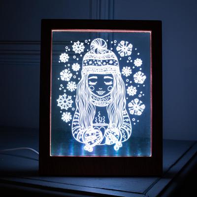 Рамка светящаяся, "Девочка" 13,5 х 17 см, USB, 5V , 10 LED, RGB