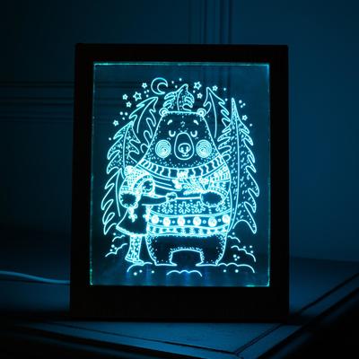 Рамка светящаяся, "Мишка" 13,5 х 17 см, USB, 5V , 10 LED, RGB