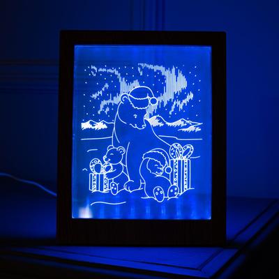 Рамка светящаяся, "Мишки" 13,5 х 17 см, USB, 5V , 10 LED, RGB