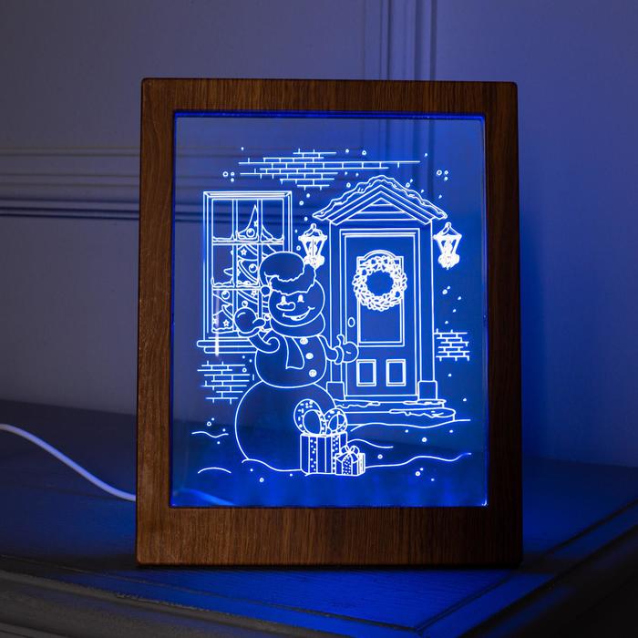 

Рамка светящаяся "Снеговик", 13.5х17 см, USB, 5V, 10 LED, RGB