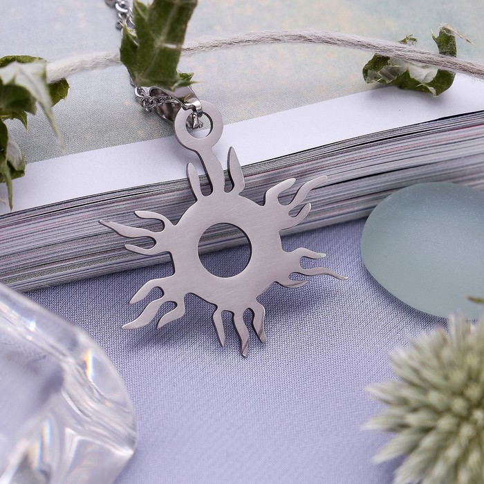 Кулон ассорти "Стальной" солнце, цвет серебро, 45 см