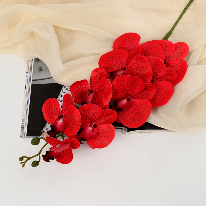 Цветы искусственные "Орхидея фаленопсис бархатистая" 10*90 см, красный