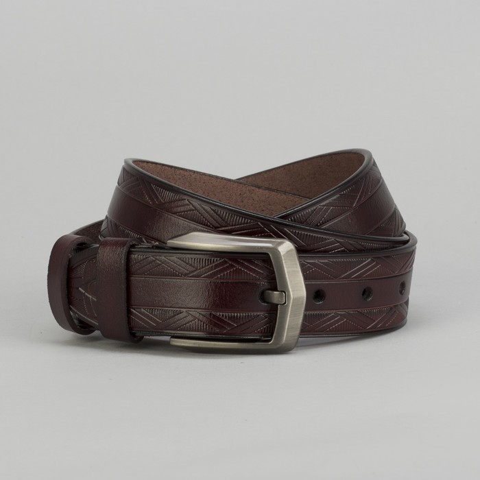 Ремень мужской, пряжка тёмный металл, цвет кофе
