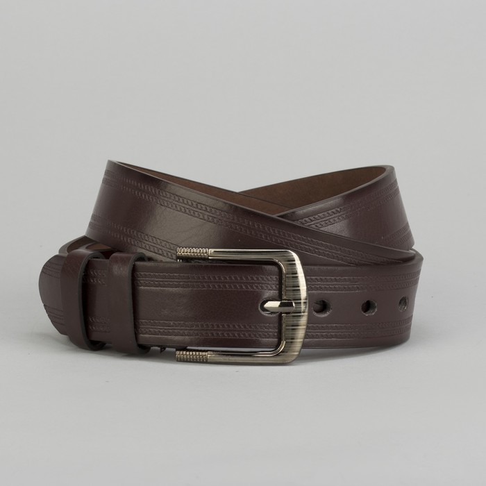 Ремень мужской Великан, пряжка тёмный металл, цвет кофе