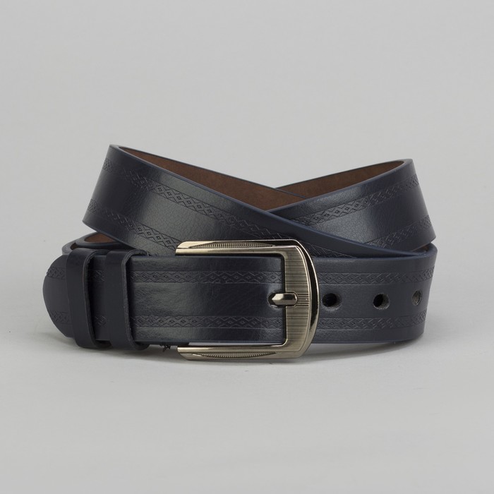 Ремень мужской Великан, пряжка тёмный металл, цвет синий