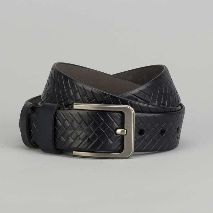 Ремень мужской Великан, пряжка тёмный металл, цвет синий