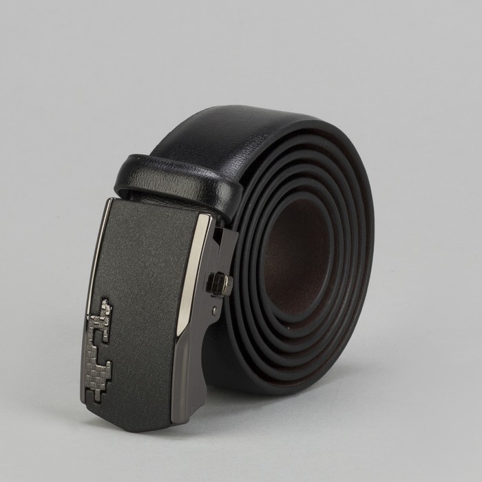 Ремень мужской, гладкий, пряжка металл, цвет чёрный