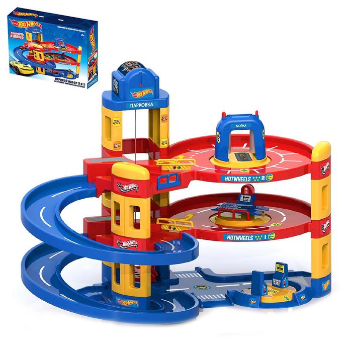 Игровой набор "Хот Вилс 3 в 1" : автомойка, заправка, автосервис 431202