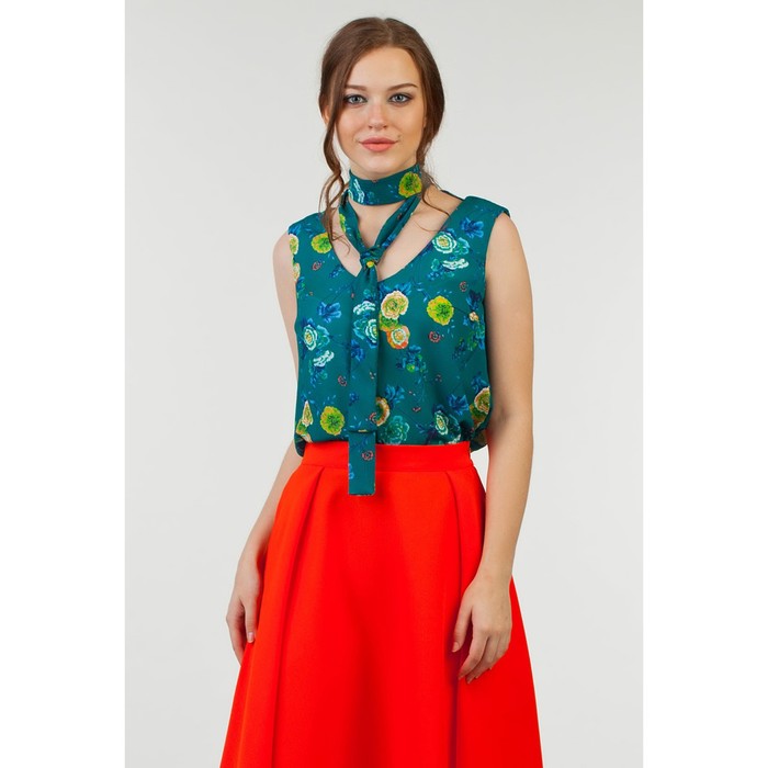 Блузка женская, размер 48, цвет изумрудный