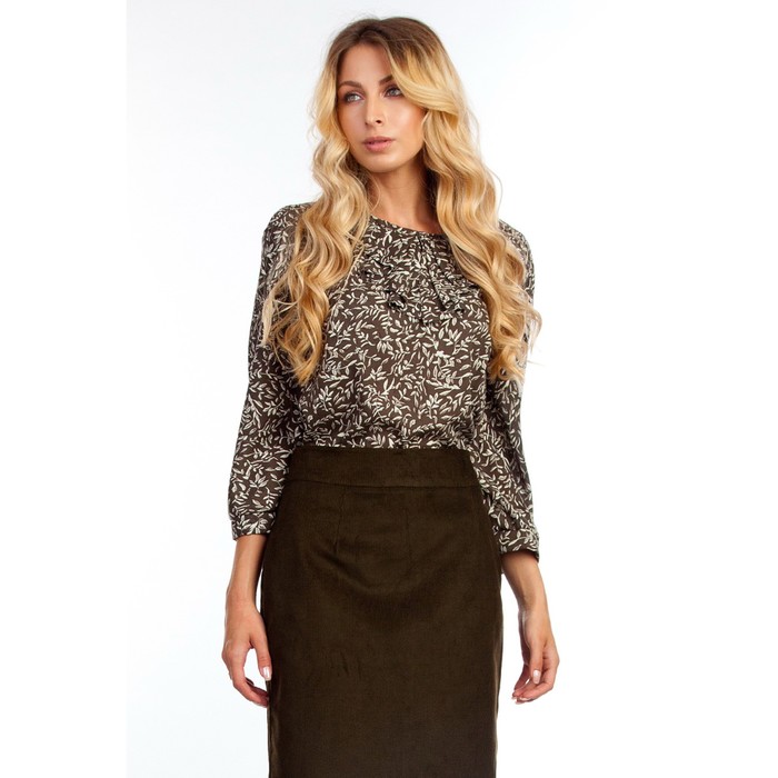 Блузка женская, размер 44, цвет коричнево-зелёный