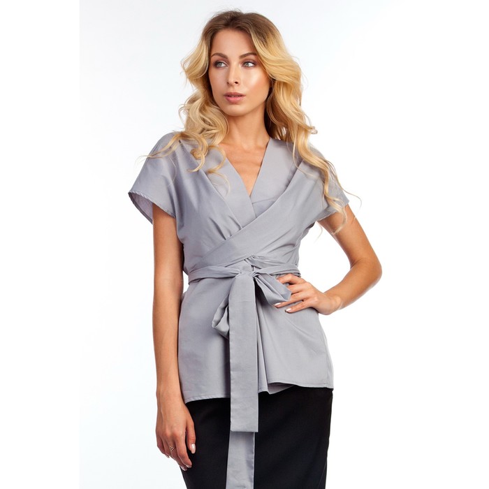 Блузка женская, размер 46, цвет серый