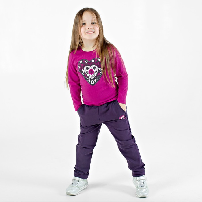 Брюки для девочки, 'Клюква', рост 128 см