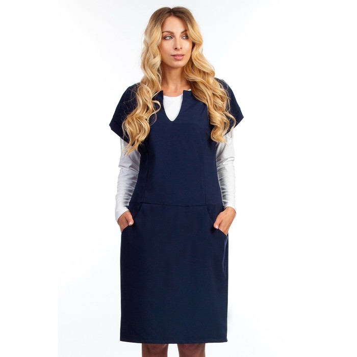 Платье женское, размер 48, цвет синий