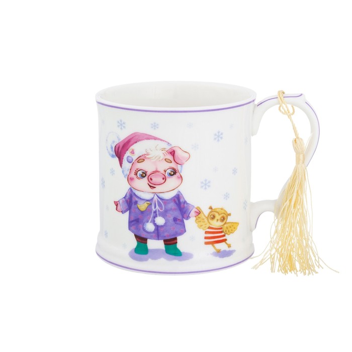 Кружка "Свинка с игрушкой совой" 12 × 8,5 × 9 см, 300 мл, в подарочной упаковке