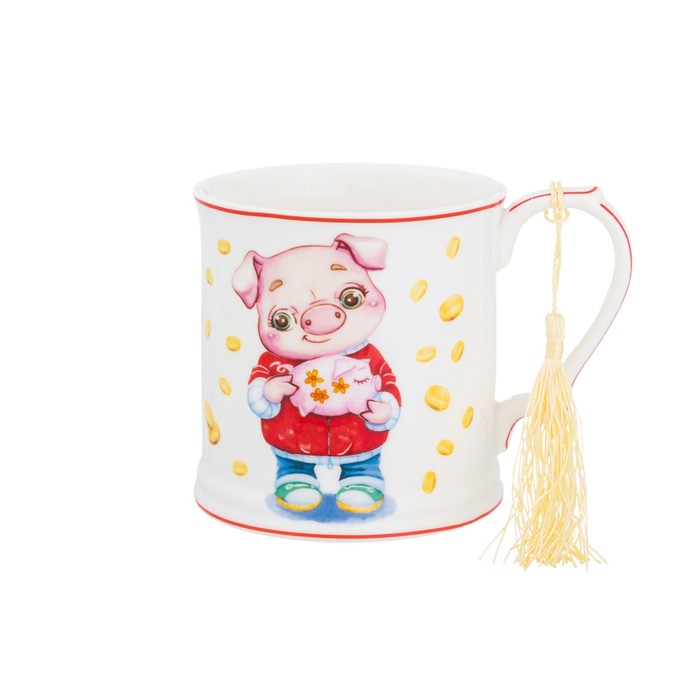 Кружка "Свинка с копилкой" 12 × 8,5 × 9 см, 300 мл, в подарочной упаковке