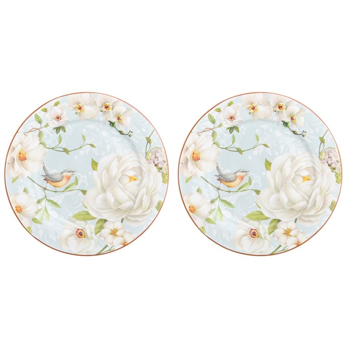 Набор из 2х десертных тарелок "Дикая роза" 19 × 19 × 2 см, в подарочной упаковке