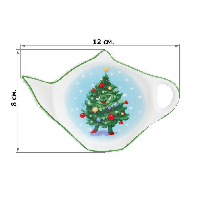 Подставка под чайный пакетик "Елочка" 12 × 8 × 1,5 см, в подарочной упаковке