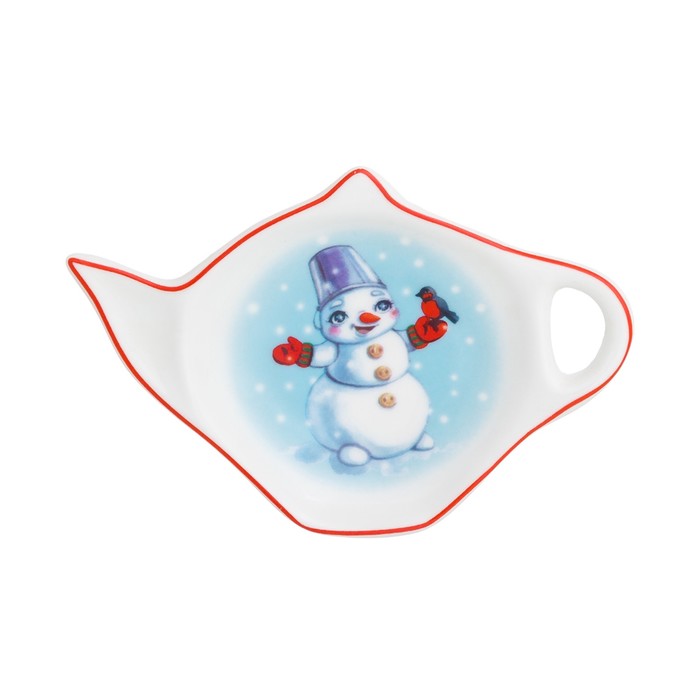 Подставка под чайный пакетик "Снеговик" 12 × 8 × 1,5 см, в подарочной упаковке