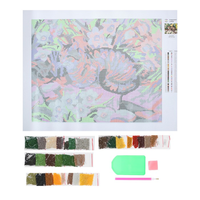 Картина стразами "Кот и цветы" Персис Клейтон Вейерс"