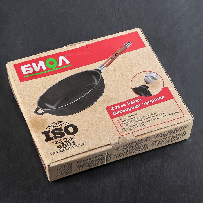 Сковорода чугунная д.280 со съемной ручк. без крышки