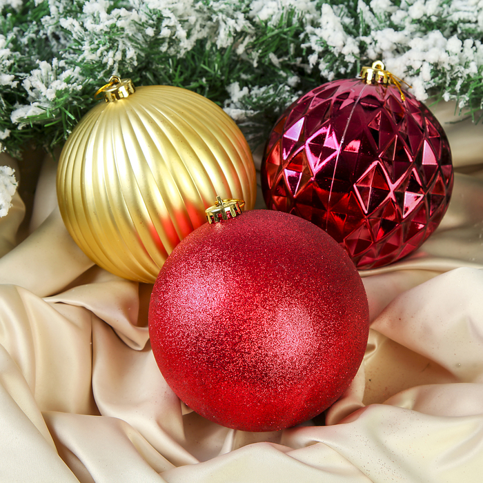 Набор шаров пластик d-15 см 3 шт "Гейа" бордо