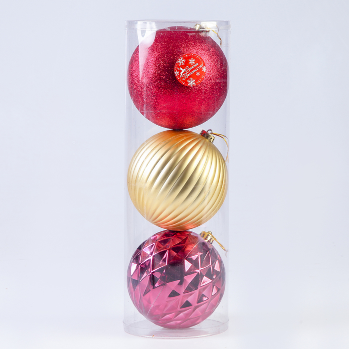 Набор шаров пластик d-15 см 3 шт "Гейа" бордо