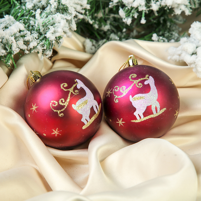 Набор шаров пластик d-8 см 4 шт "Олень"