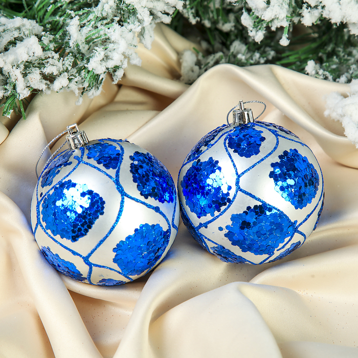 Набор шаров пластик d-8 см 4 шт " Синяя капель"