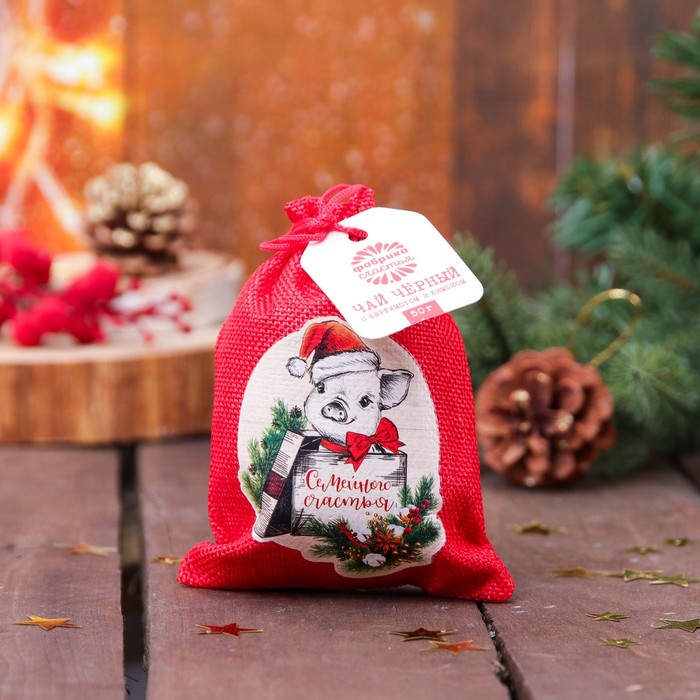 Чай чёрный в холщовом мешке "Семейного счастья" с бергамотом и лимоном, 50 г