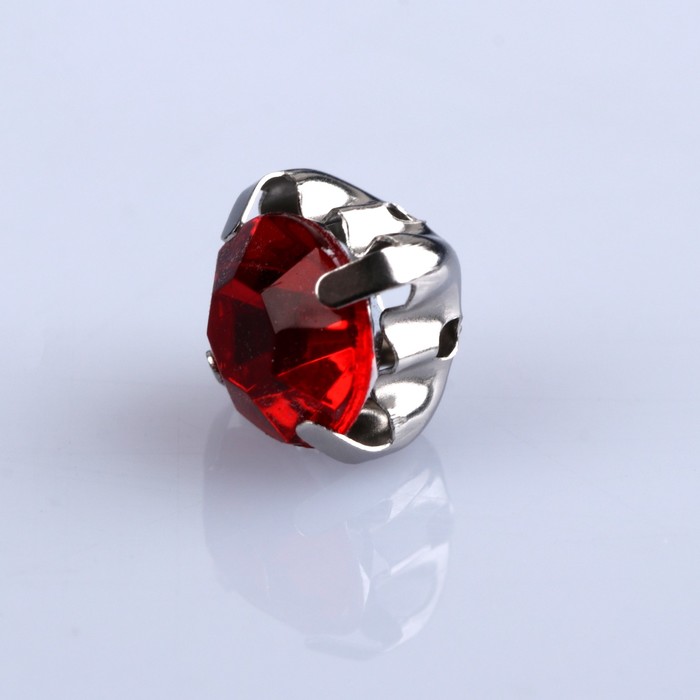 Стразы пришивные в оправе "Круг", d=6мм, 100шт, цвет красный