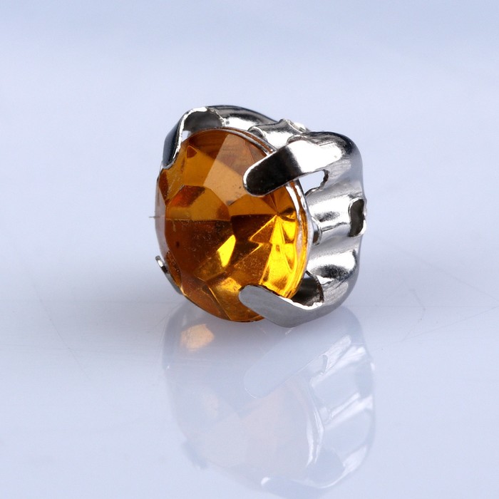 Стразы пришивные в оправе "Круг", d=6мм, 100шт, цвет жёлтый