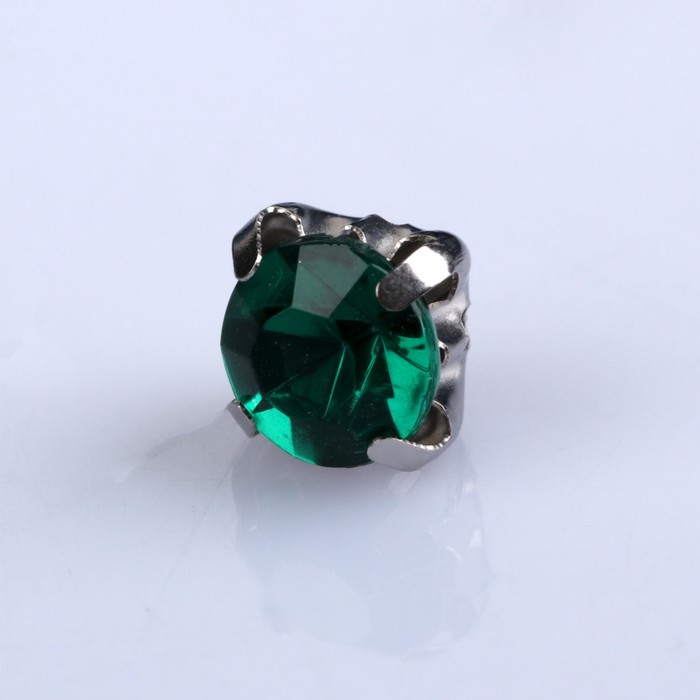 Стразы пришивные в оправе "Круг", d=6мм, 100шт, цвет зелёный