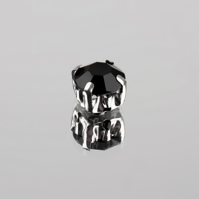 Стразы пришивные в оправе "Круг", d=8мм, 50шт, цвет чёрный