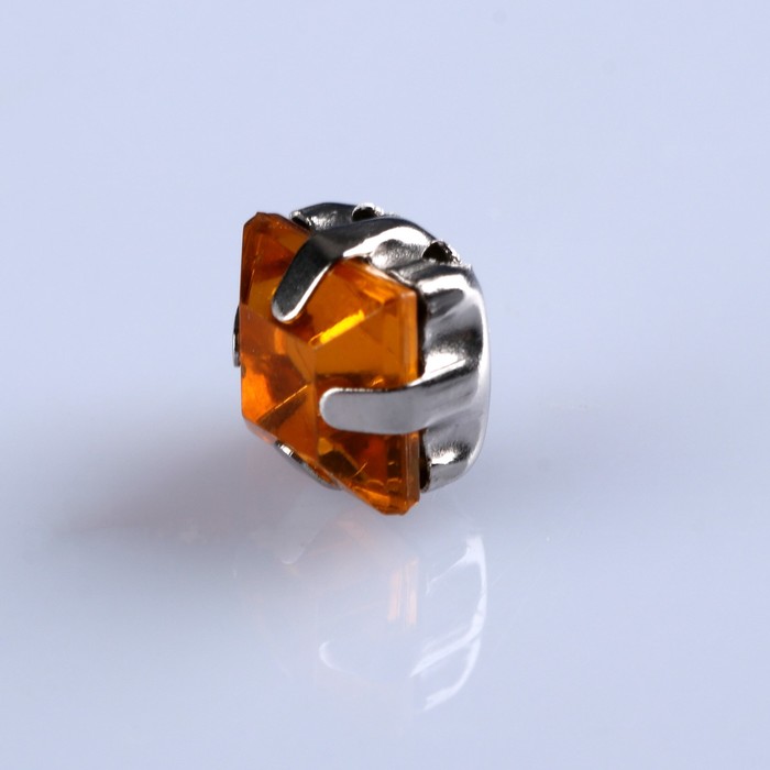 Стразы пришивные в оправе "Квадрат", 50шт, цвет жёлтый