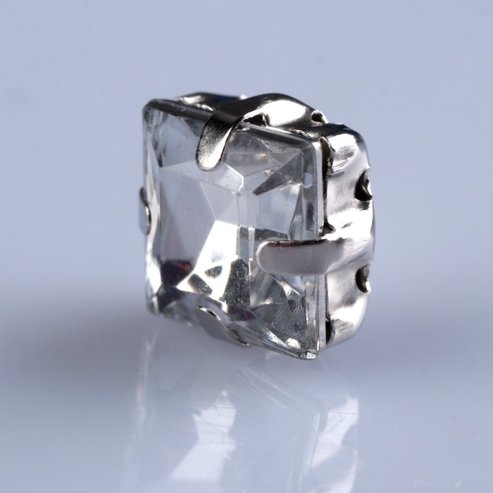 Стразы пришивные в оправе "Квадрат", 50шт, цвет белый