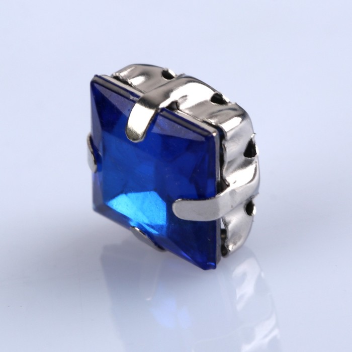 Стразы пришивные в оправе "Квадрат", 50шт, цвет синий