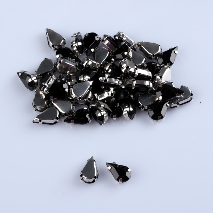 Стразы пришивные в оправе "Капля", 50шт, цвет чёрный