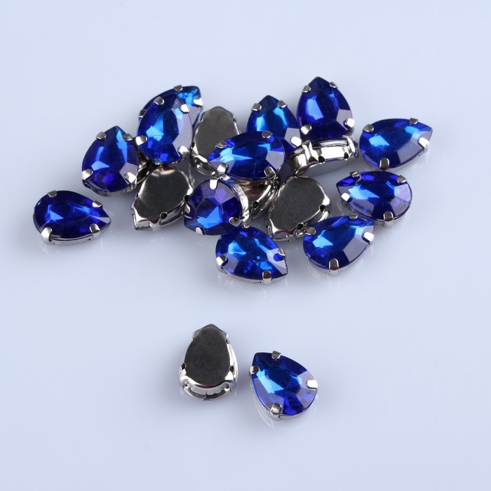 Стразы пришивные в оправе "Капля", 20шт, цвет синий