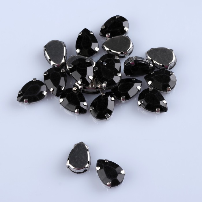 Стразы пришивные в оправе "Капля", 20шт, цвет чёрный