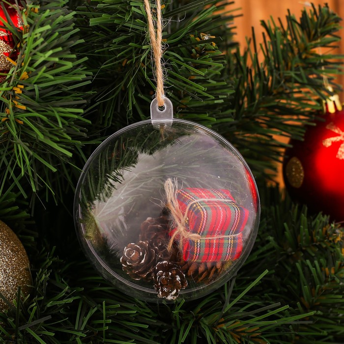 Новогодняя подвеска с природным декором "Снежный шар"