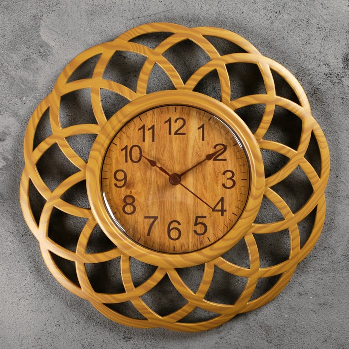 Часы настенные, серия Лес, темные, крулгые с ромбическим узором 25*25см