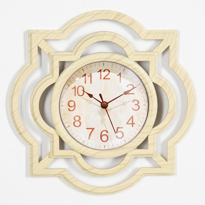 Часы настенные, серия Лес, светлые, квадраты с выпуклостями 25*25см