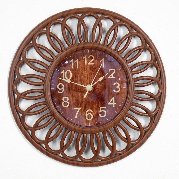 Часы настенные, серия Лес, темные, круглые с овалами 25*25см