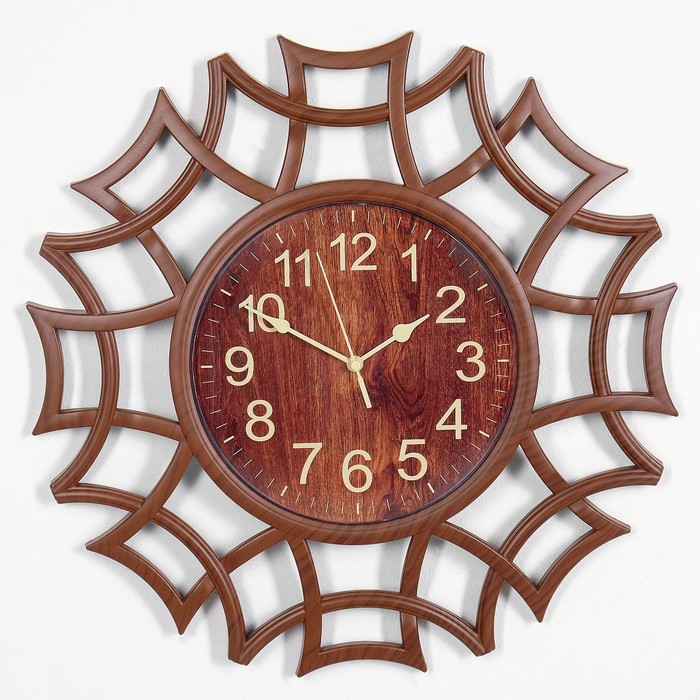 Часы настенные, серия Лес, темные, переплетённые прямоугольники 40*40см