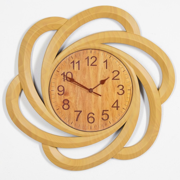 Часы настенные, серия Лес, светлые, с узором завехрения 40*40см