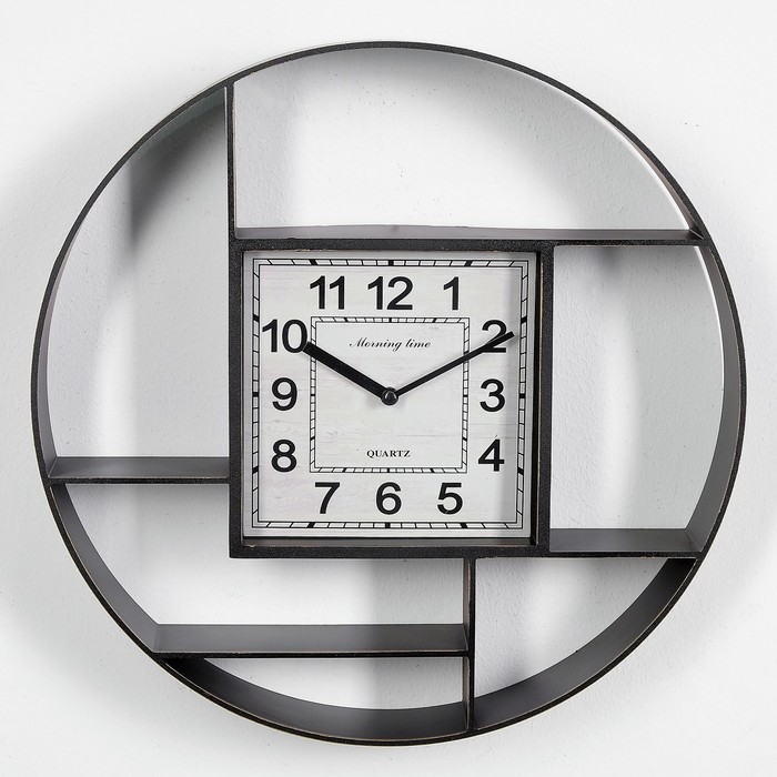 Часы настенные, круглые, рама минимализм, черные d=30 см